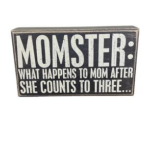Momster Box Sign Black White Distressed